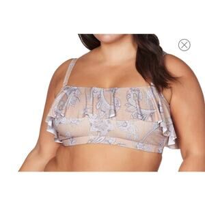 Artesands Bikini Swim Top Women's 10 Pink Paisley Adjustable Ruffle Flounce New